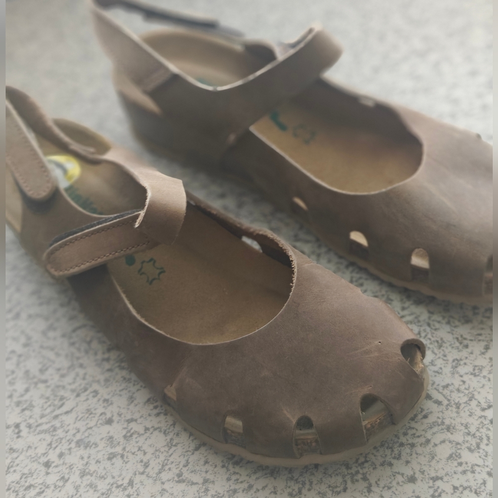 Bionatura Mary Jane Solo Cork Sandals Tan Leather Comfort Size 40 9US